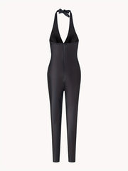 Beaded Cross Halter Neck Jumpsuit Cut Out Backless
