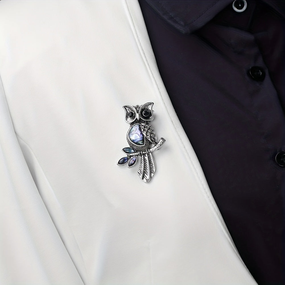 Vintage Owl Shell Enamel Pin Brooch For Men Wedding Bouquets
