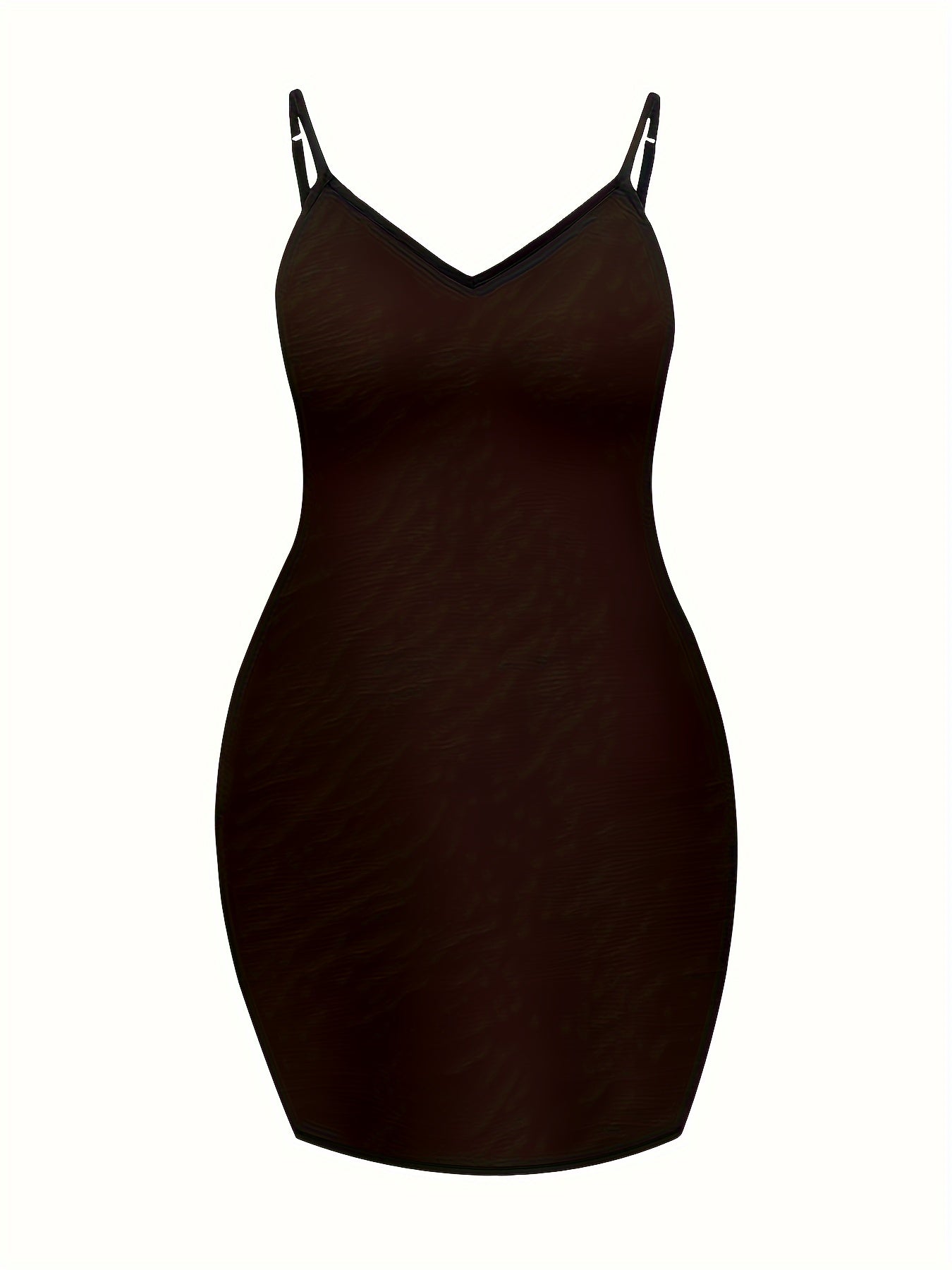  Casual Cami Dress Women's Plus Plain Backless V Neck Slight Stretch