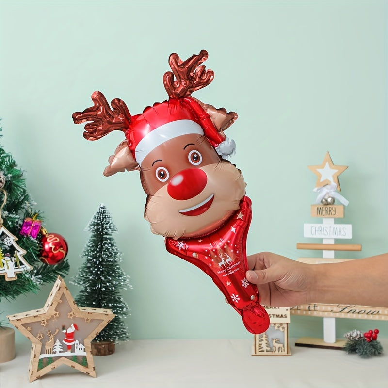 10pcs Christmas Hand Balloons Santa Claus Snowman Elk Gingerbread Man Decoration