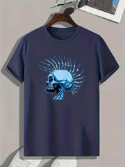 Skull Pattern Men's Sports T-Shirt - Stylish Graphic Tee for Fitness Activities
