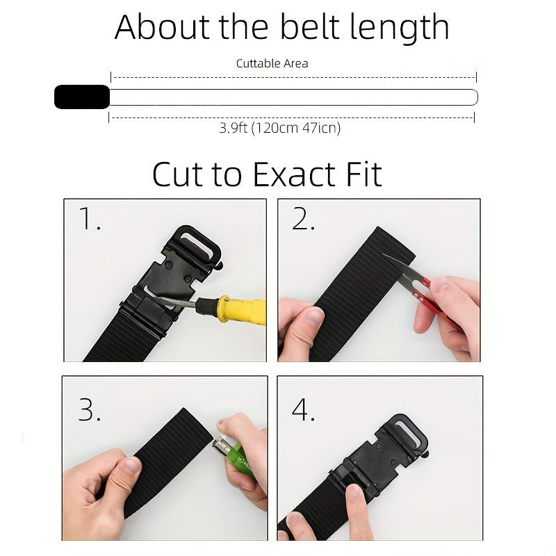 47in Nylon Tactical Military Auto Buckle Belt Men's Casual Outdoor Canvas Belt