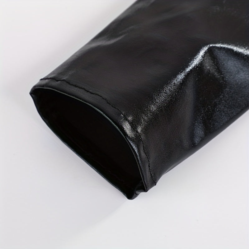 PU Leather Punk Long Gloves Gothic Bright Gloves Dance Gloves