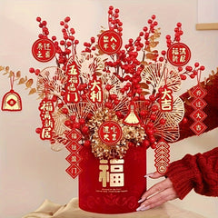 Year Spring Living Room Scene Arrangement with Green Plant and Ornaments