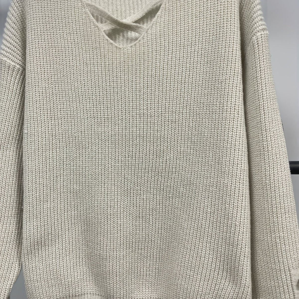  Casual Sweater Crisscross Front V Neck Stretch Pullover