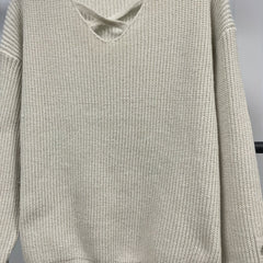  Casual Sweater Crisscross Front V Neck Stretch Pullover