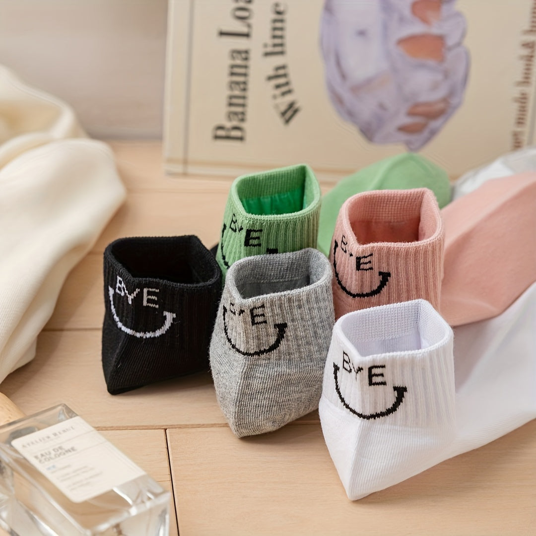 Letter Print Sports Short Socks Women's Stockings