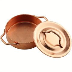 3pcs Dollhouse Cookware Set Metal Frying Pan with Lid & Copper Tart Pans