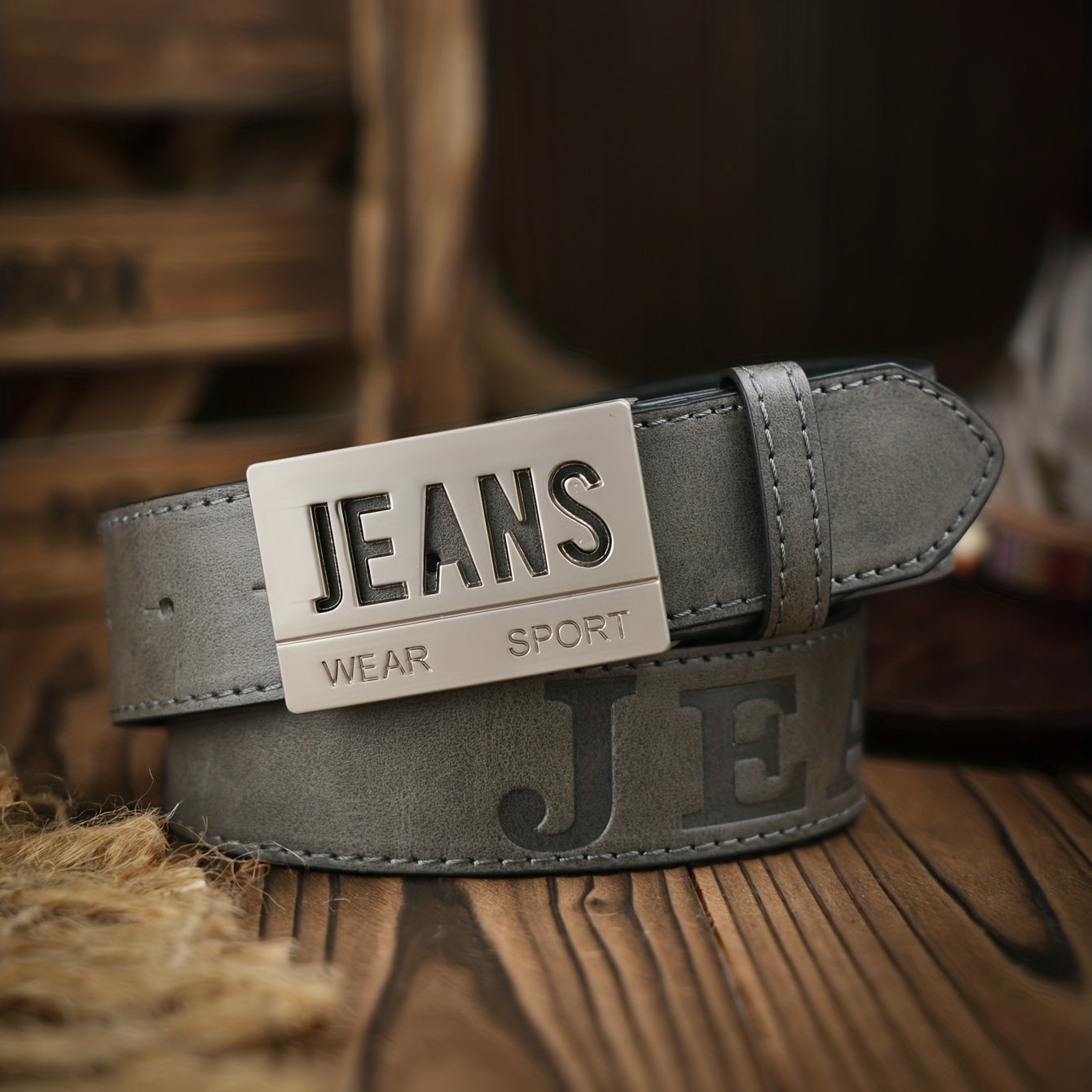 Vintage Letter Shape Pattern Buckle PU Leather Belt for Men