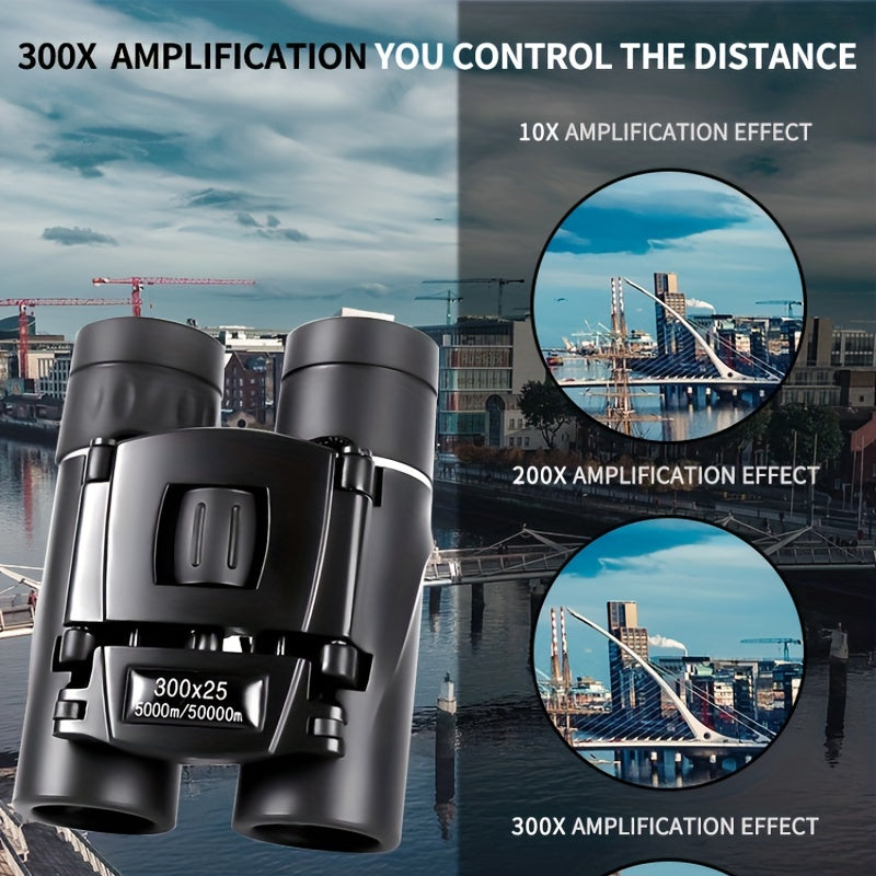 Compact 300x25 Binoculars for Adults Ideal for Bird Watching Travel