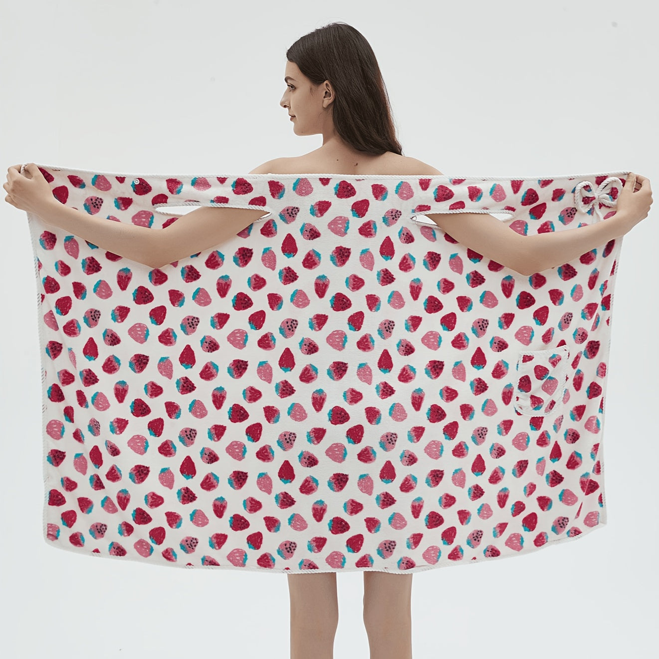 Strawberry Pattern Wearable Bath Towel Bath Skirt For Women