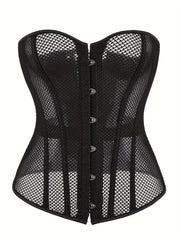 Strapless Mesh Corset Bustier Lace Up Body Shaper Women's Lingerie