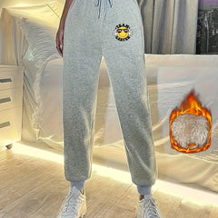 Women's Plus Size Fleece Joggers Elastic Drawstring Pants