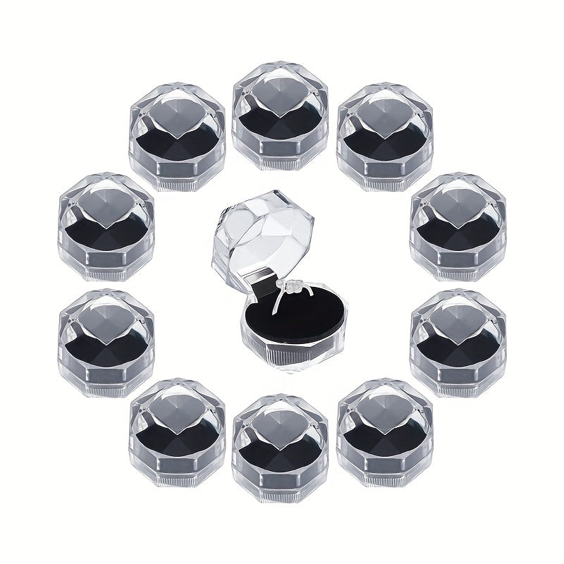 20 Pcs Plastic Ring Boxes Crystal Earrings Jewelry Storage Wedding Proposal