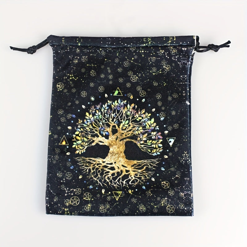 Double Sided Printed Flannel Tarot Oracle Storage Bag Gift Drawstring Bag