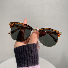 Metal Semi Rimless Sunglasses Vintage Punk UV400 Sunshade Eyeglasses