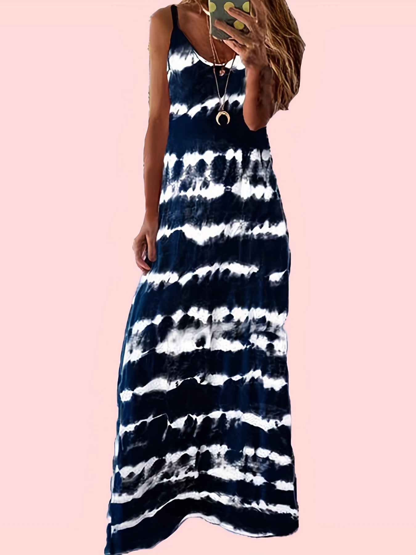 Women's Plus Tie Dye Round Neck Maxi Dress