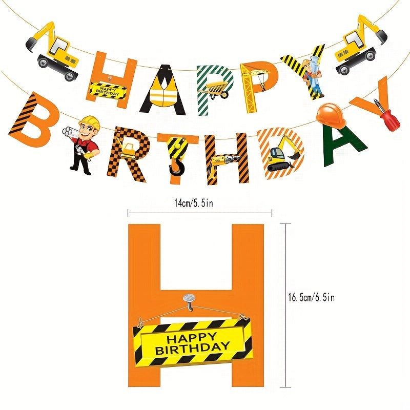 42pcs Engineering Vehicle Set Birthday Party Construction Excavator Decoration