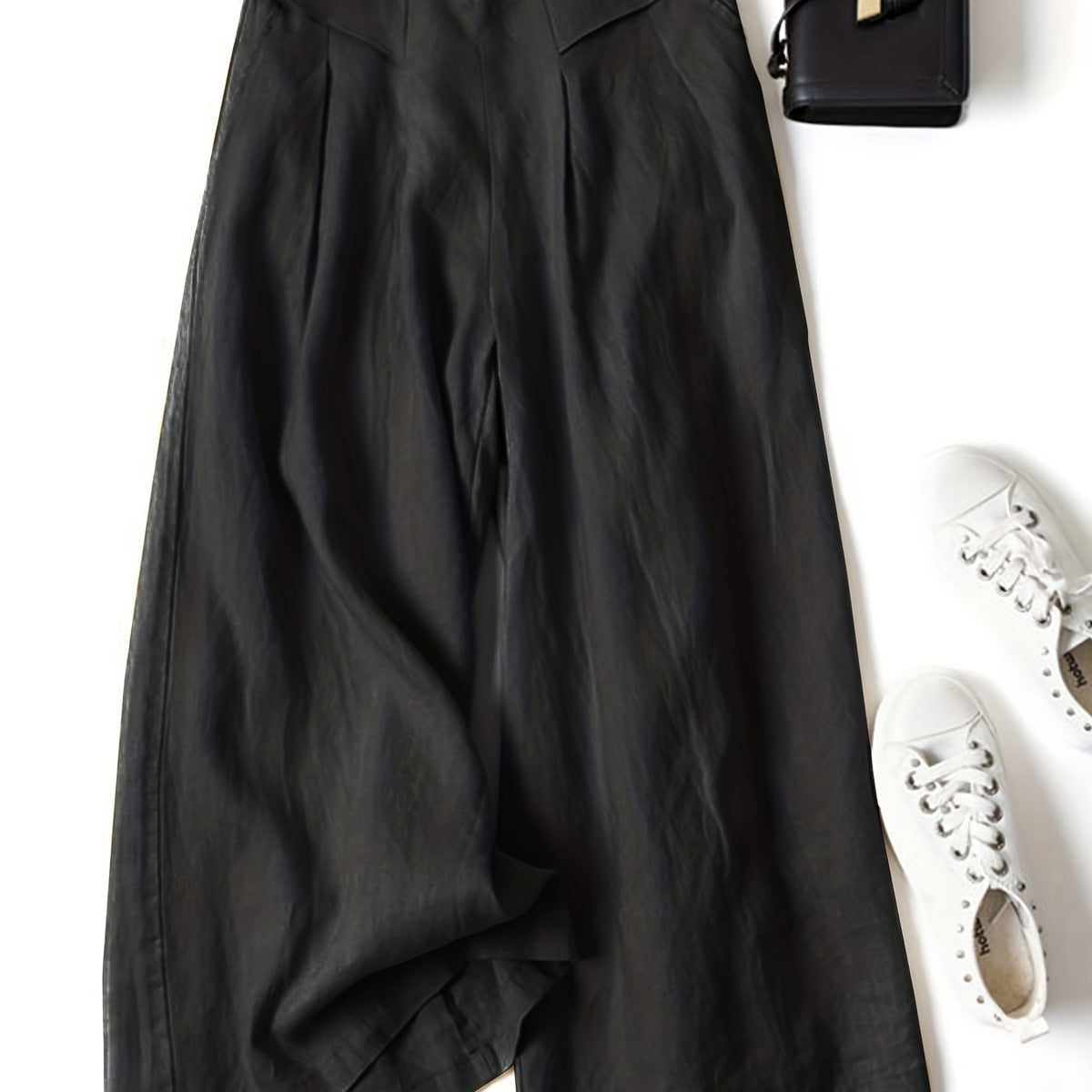 Women's Plus Elastic Wide Leg Pleated Pants
