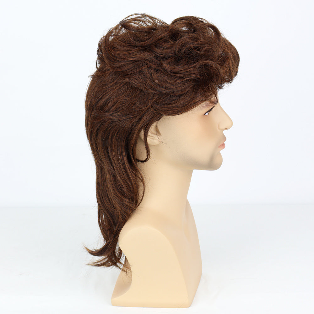 Men's Handsome Dark Brown Curved Wig