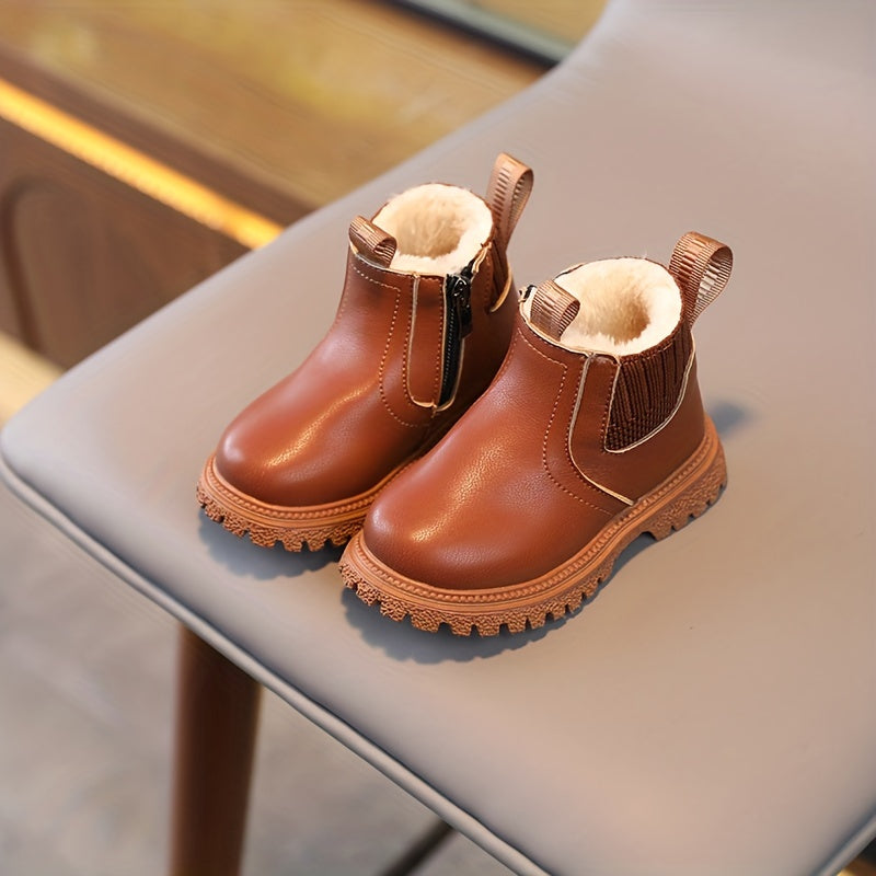 Warm Non Slip Zipper Boots for Baby Girls