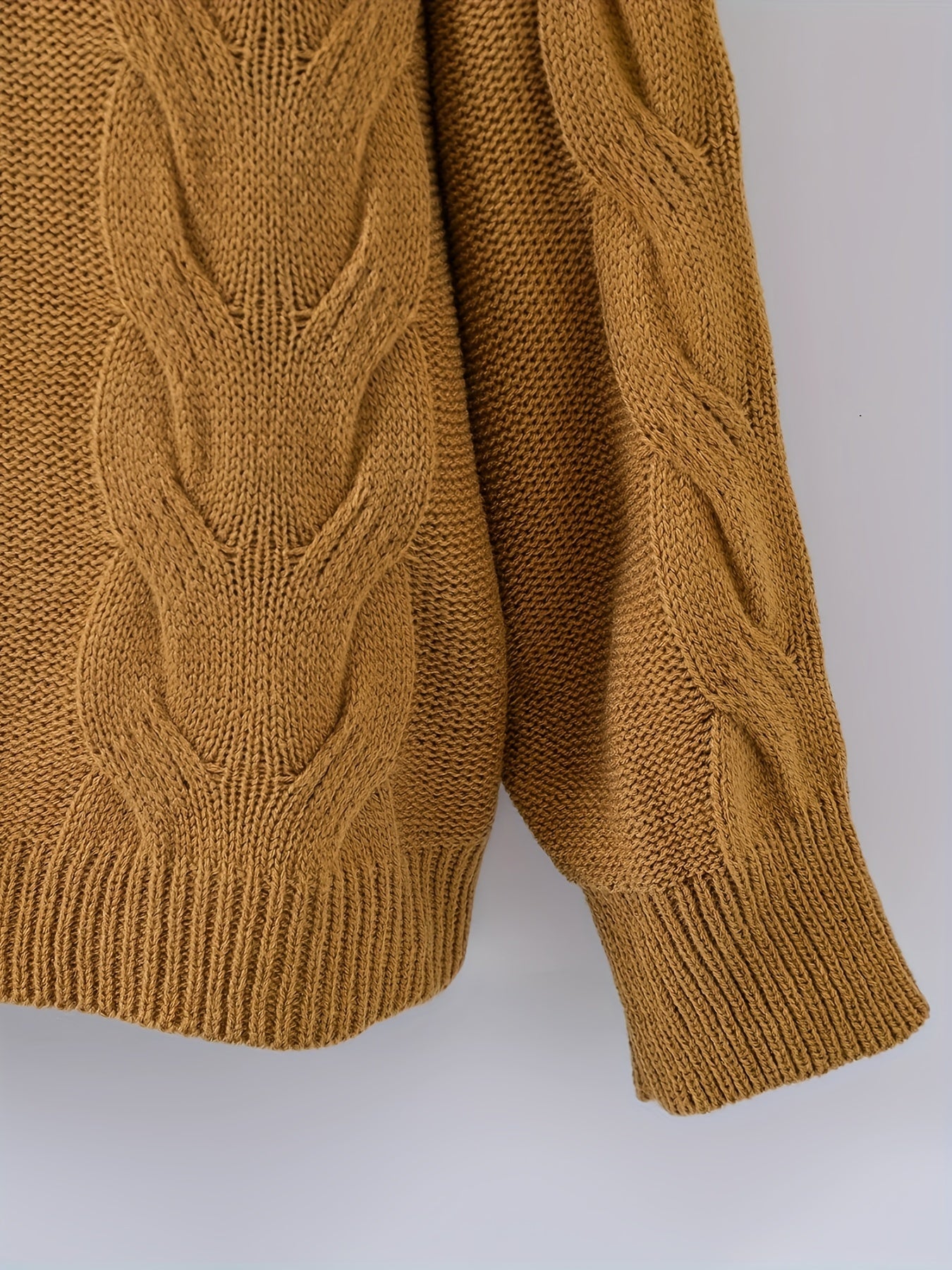  Casual Sweater Women's Plus Cable Long Sleeve Pullover