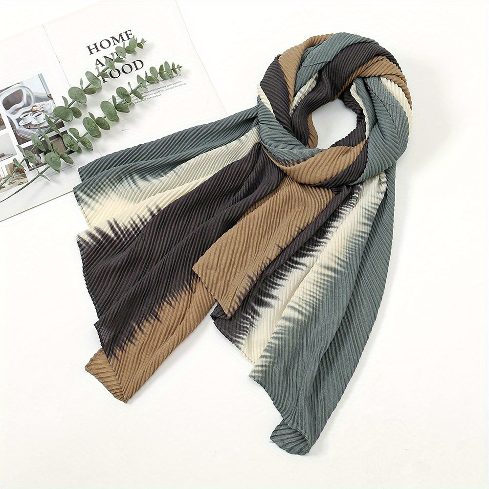 Gradient Transition Wrinkle Scarf Polyester Scarves