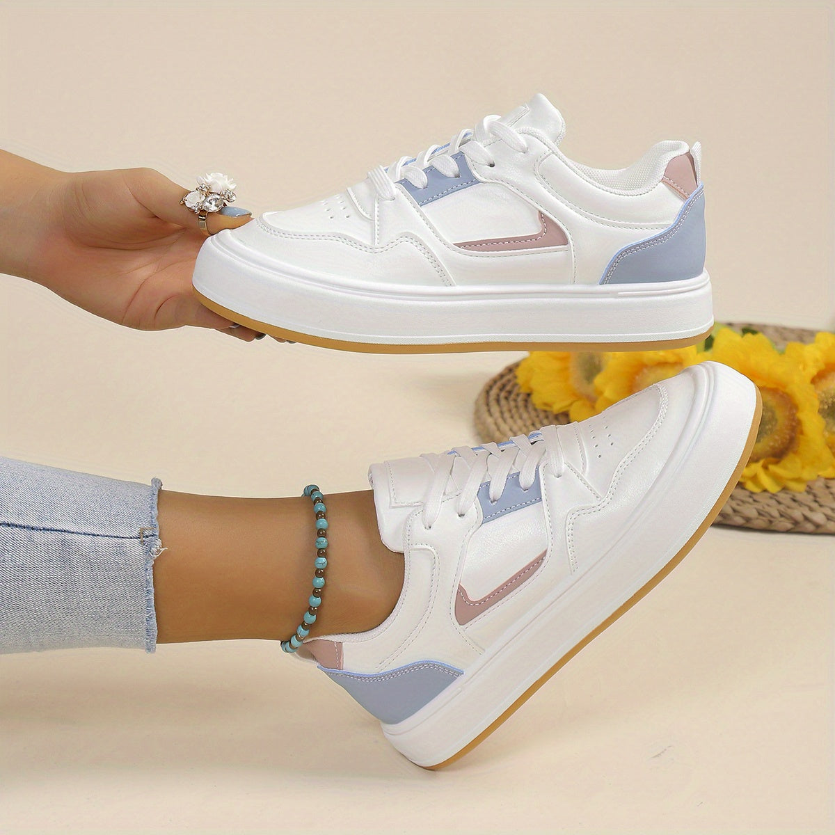 Women's Colorblock Skate Shoes Casual Low Top Sneakers