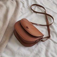 Vintage Solid Saddle Bag All Match Flap Shoulder Bag Crossbody Bag