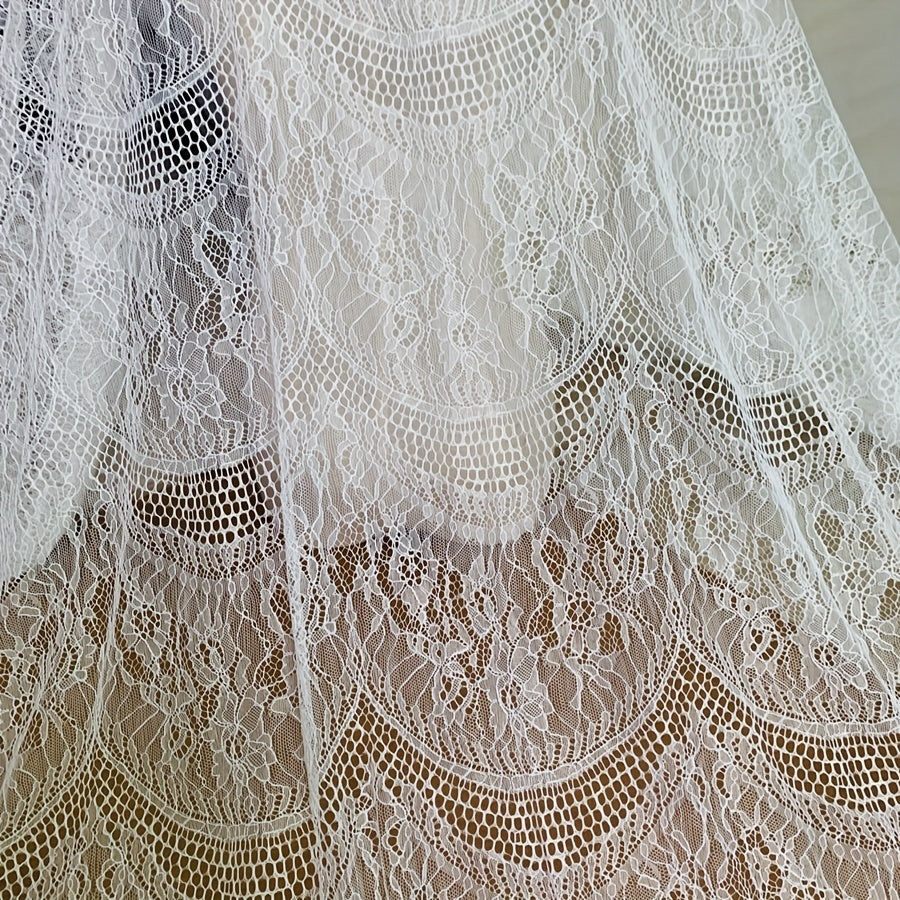 3m Long 1.5m Wide Eyelash Lace Mesh Fabric DIY Tablecloth Curtain Dress Veil
