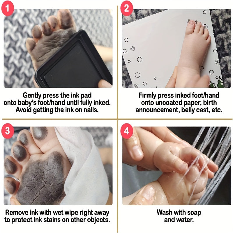 DIY Hand/Footprint Kit Ink Pads Photo Frame Handprint Baby Shower Gift Red