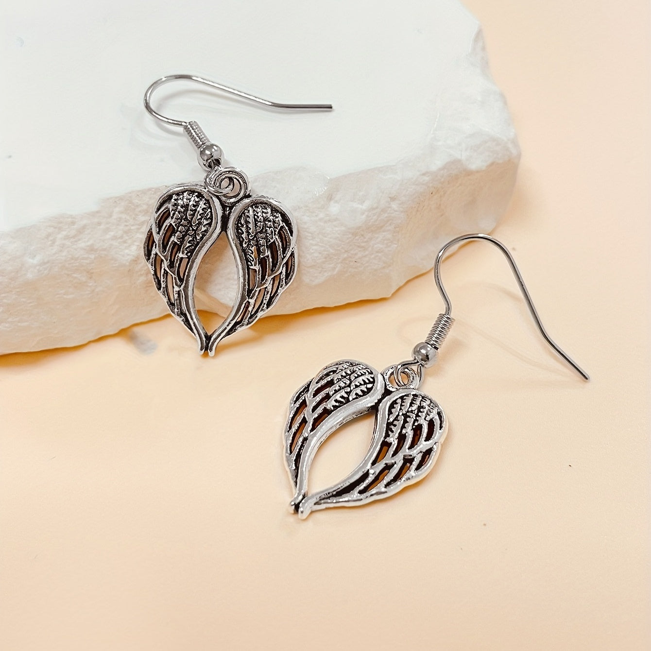 Vintage Silver Heart Drop Earrings for Men