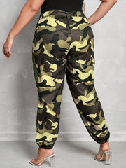  Camo High Rise Jogger Cargo Trousers with Pockets