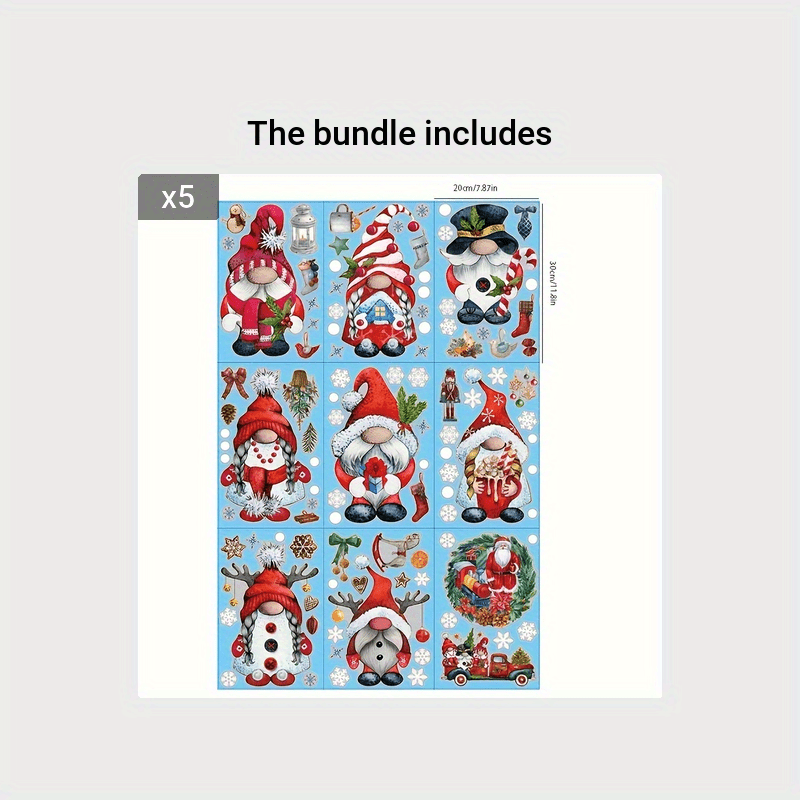 Christmas Window Clings Gnome Snowflake Stickers for Glass Windows