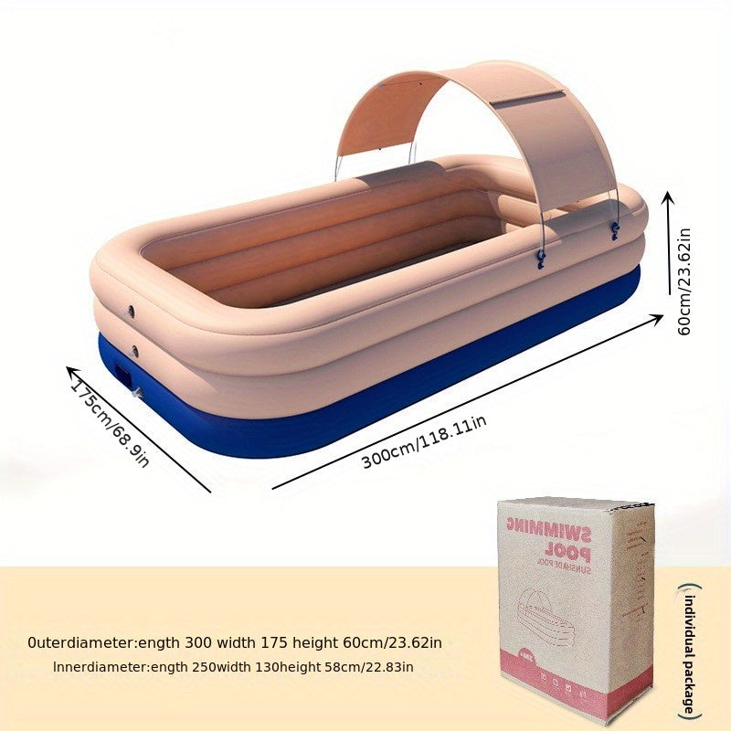 Summer Fun: Canopy Shade Inflatable Pool for Family