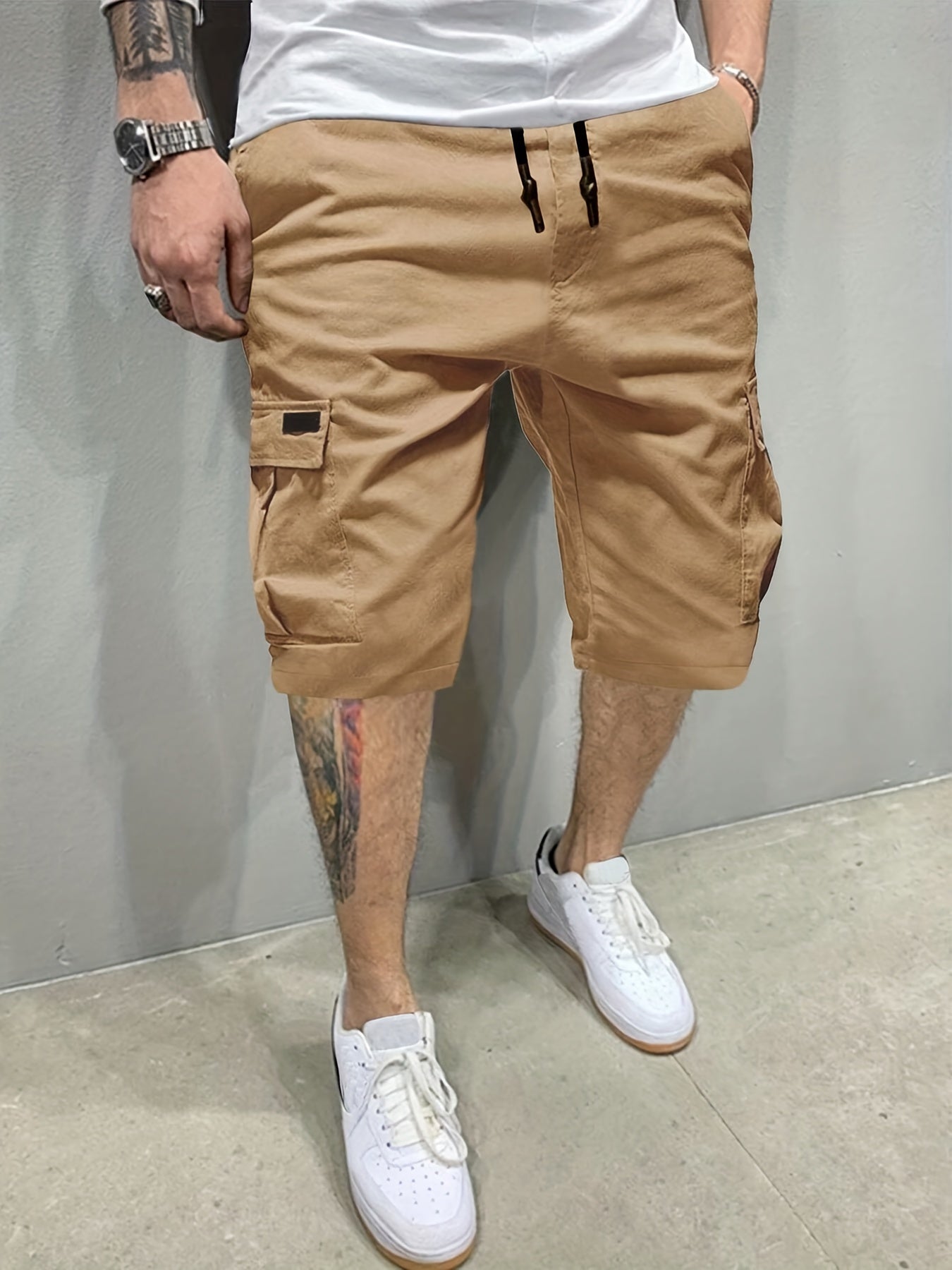 Men's Classic Cargo Shorts with Drawstring Waist