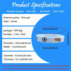 Flame Football Ball Games Theme Silica Gel Bracelet 2Pcs Pack