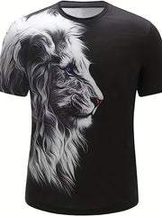 Men's Lion Graphic T shirt Breathable 3D Print Tee