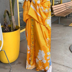  Floral Print Batwing Sleeve Kimono Cover Up