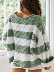  Colorblock Eyelet Embroidered Sweater