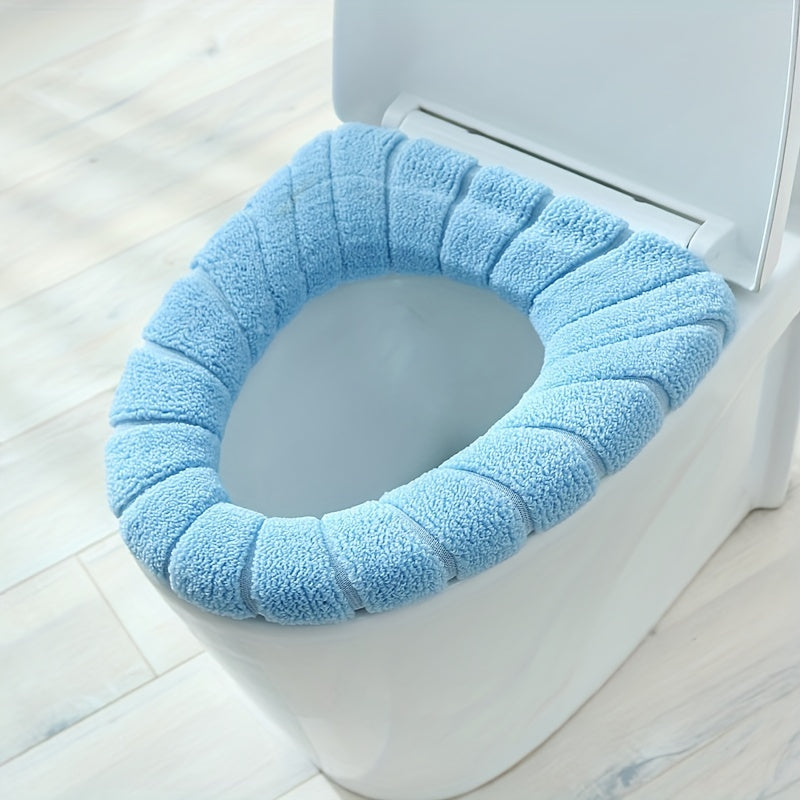 5pcs Plush Knitted Toilet Seat Cover Winter Warm Toilet Cushion