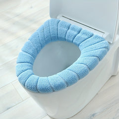 5pcs Plush Knitted Toilet Seat Cover Winter Warm Toilet Cushion