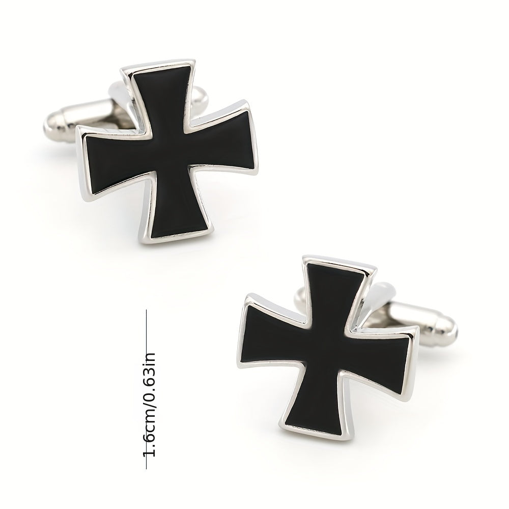 French Painted Cross Cufflinks Four Colors, Men's & Women's Jewelry Gift