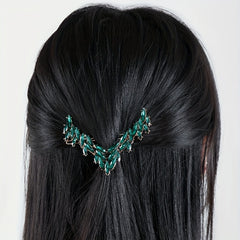 V Shaped Rhinestone Barrette Glitter Hair Clip