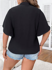  Faux Pearl Decor V Neck Blouse