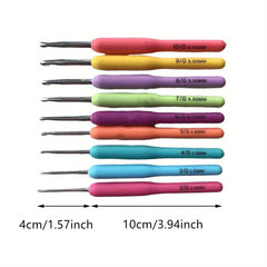 9pcs Colorful Handle Crochet Hooks Set 2-6mm Knitting Needles