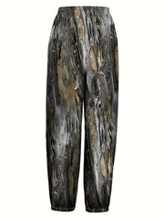  Marble Print Harem Pants with Pockets