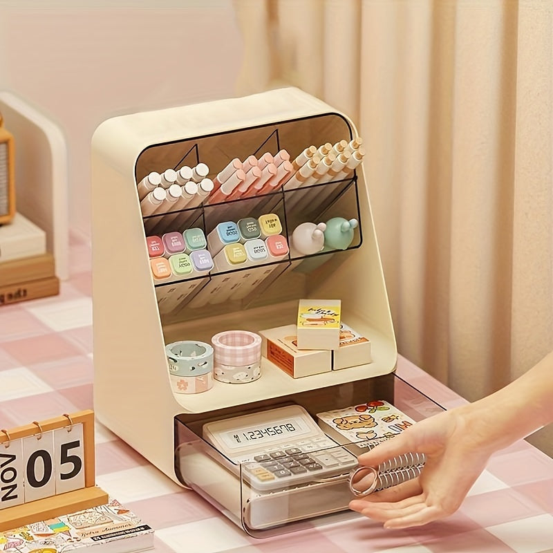 Desk Storage Box DIY Pen Holder Stationery Storage Home Office Supplies