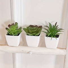3pcs Artificial Succulents Potted Plants Home Living Room Bedroom Decor