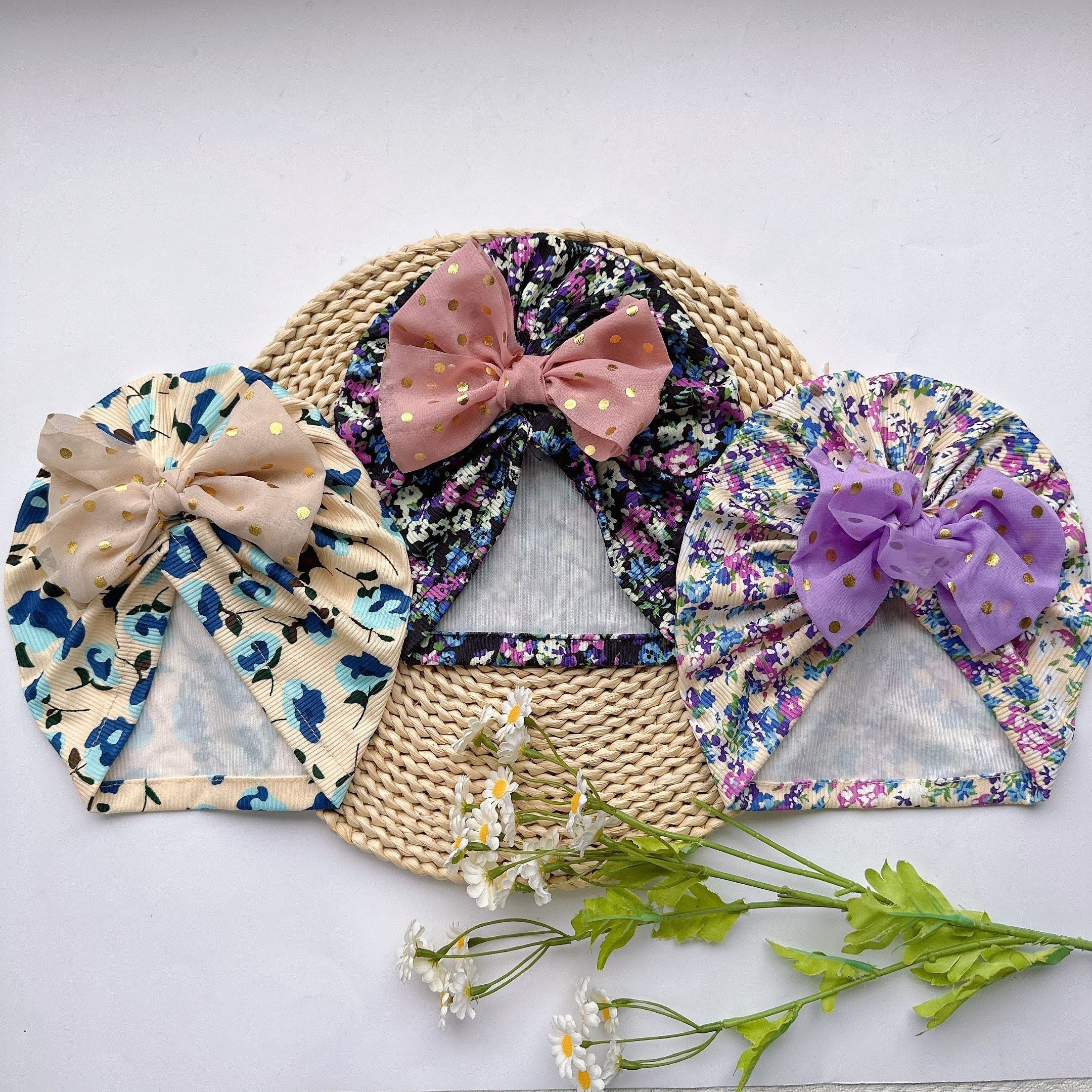 Soft Floral Bow Baby Hat Headgear